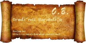 Ormándi Barabás névjegykártya